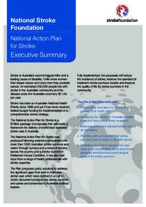 National Stroke Foundation National Action Plan for Stroke  Executive Summary