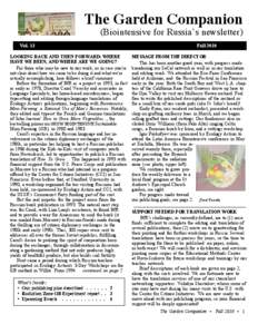 The Garden Companion (Biointensive for Russia’s newsletter[removed]Vol. 13