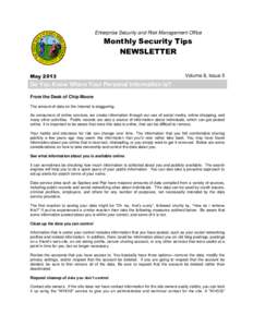 Enterprise Security and Risk Management Office  Monthly Security Tips NEWSLETTER May 2013