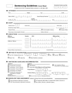 Sentencing Guidelines  Scheduled Sentencing Date: Cover Sheet