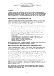 Lime-amended BioClay® Production Process Description and Quality Assurance Water Corporation, April 2011 Introduction This document describes the production, delivery, soil incorporation and quality assurance