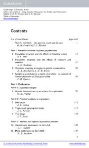 Cambridge University Press6 - Crop Genetic Resources for Today and Tomorrow Edited by O. H. Frankel and J. G. Hawkes Table of Contents More information