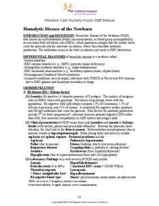 Intensive Care Nursery House Staff Manual  Hemolytic Disease of the Newborn