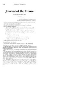 2708  JOURNAL OF THE HOUSE Journal of the House SEVENTY-EIGHTH DAY