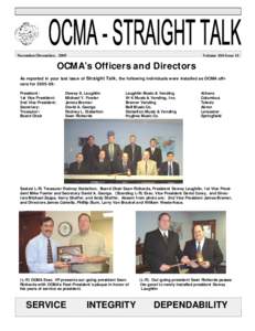 November/December, 2005  Volume 104 Issue 11 OCMA’ s Officers and Directors