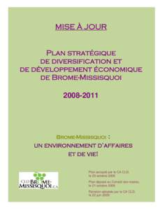 MISE À JOUR Plan stratégique de diversification et de développement économique de Brome-Missisquoi[removed]