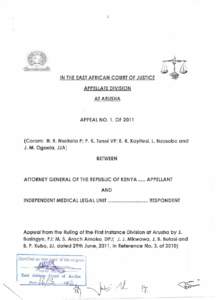 1  IN THE EASTAFRICAN COURT OF JUSTICE APPELLATEDIVISION AT ARUSHA
