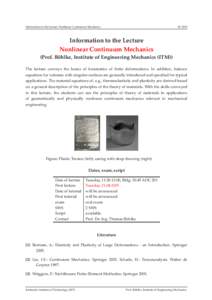 Information to the lecture Nonlinear Continuum Mechanics  SS 2015 Information to the Lecture Nonlinear Continuum Mechanics