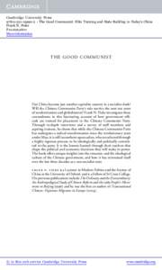 Cambridge University Press[removed]2 - The Good Communist: Elite Training and State Building in Today’s China Frank N. Pieke Frontmatter More information