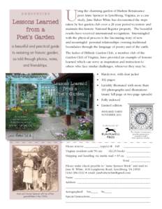 ANNOUNCING  Lessons Learned from a Poet’s Garden a beautiful and practical guide