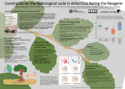 Constraints on the hydrological cycle in Antarctica during the Neogene Rhian L. Rees-Owen*1, Robert J. Newton1, Ruza F. Ivanovic1, Julia Tindall1, Jane E. Francis2, James B. Riding, Alan Haywood1, Christopher H. Vane3, R