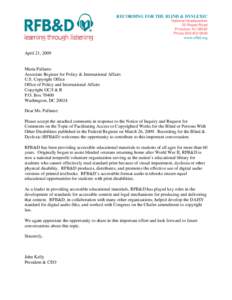 RECORDING FOR THE BLIND & DYSLEXIC National Headquarters 20 Roszel Road Princeton, NJ[removed]Phone[removed]
