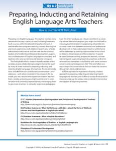 Teacher education / National Council of Teachers of English / Certified teacher / Teacher induction / Induction / Teacher / Highly Qualified Teachers / Chicago Teacher Education Pipeline / Conference on College Composition and Communication / Education / Teacher training / Education reform