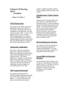 National 4-H Shooting Sports Newsletter Volume VI Number 2  NWTF Reports Due