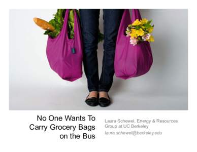 No One Wants To Carry Grocery Bags on the Bus Laura Schewel, Energy & Resources Group at UC Berkeley