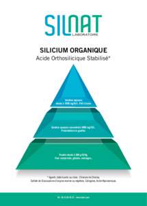 SILICIUM ORGANIQUE Acide Orthosilicique Stabilisé* Solution aqueuse dosée à 1000 mg/SI/L. Prêt à boire