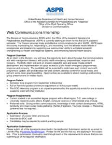 ASPR Web Communications Internship Announcement