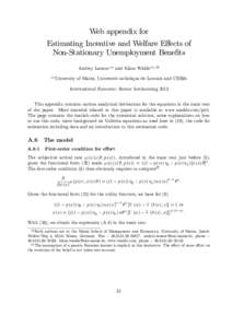 Web appendix for Estimating Incentive and Welfare E¤ects of Non-Stationary Unemployment Bene…ts Andrey Launov( ) and Klaus Wälde( ( )