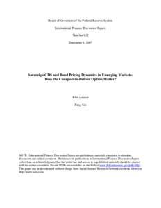 Sovereign CDS and Bond Pricing Dynamics in Emerging Markets: Does the Cheapest-to-Deliver Option Matter?