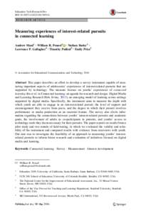 Education Tech Research Dev DOIs11423RESEARCH ARTICLE Measuring experiences of interest-related pursuits in connected learning