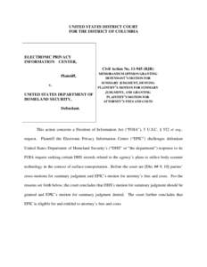 Freedom of Information Act / Aviation security / Government / Electronic Privacy Information Center / Public records / United States Department of Homeland Security / Transportation Security Administration / Public safety / Backscatter X-ray / Freedom of information legislation / Freedom of information in the United States / Security