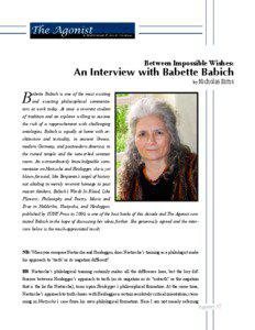 Between Impossible Wishes:  An Interview with Babette Babich