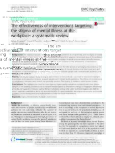 The effectiveness of interventions targeting the stigma of mental illness at the workplace: a systematic review