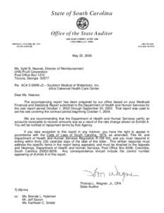 State of South Carolina Office of the State Auditor 1401 MAIN STREET, SUITE 1200 COLUMBIA, S.C[removed]THOMAS L. WAGNER, JR., CPA STATE AUDITOR