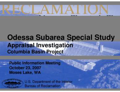 Odessa Subarea Special Study Appraisal Investigation