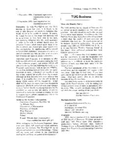 TUGboat, Volume[removed]), No. 1 1 September 1994: Confirmed registration (cancellation charged at 50%) 15 September 1994: Late registration (no cancellation possible)