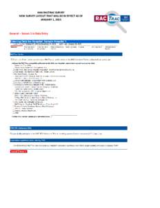 AHA RACTRAC SURVEY NEW SURVEY LAYOUT THAT WILL BE IN EFFECT AS OF JANUARY 1, 2015 General – Screen 1 in Data Entry