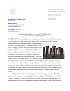 NY Ave Sculpture Project: Magdalena Abakanowicz press release