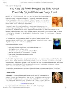[removed]email : Webview : December 10th­ Join Linda Davis for an Unusual Christmas Show FOR IMMEDIATE RELEASE