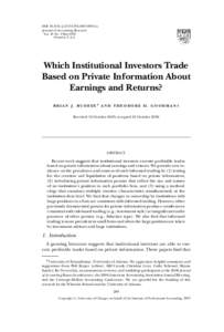 DOI: j.1475-679Xx Journal of Accounting Research Vol. 45 No. 2 May 2007 Printed in U.S.A.  Which Institutional Investors Trade