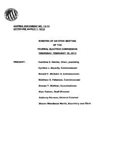 AGENDA DOCUMENT NO[removed]APPROVED MARCH 1, 2012 MINUTES OF AN OPEN MEETING  OF THE