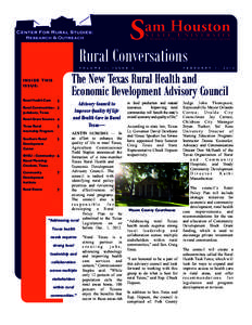 Rural Conversations V O L U M E INSIDE THIS ISSUE: