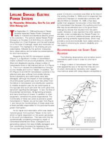 The 1999 Taiwan Earthquake  LIFELINE DAMAGE: ELECTRIC POWER SYSTEMS by Masanobu Shinozuka, Gee-Yu Liu and Chin-Hsiung Loh