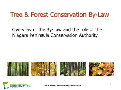 Tree & Forest Conservation By-Law Overview of the By-Law and the role of the Niagara Peninsula Conservation Authority[removed]