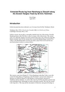 Extracted Route log from Hanzhong to Zhouzhi along the Ancient Tangluo Track by Sir Eric Teichman David Jupp April[removed]Introduction