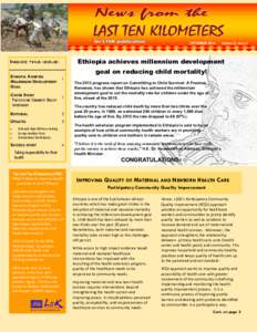 SEPTEMBER[removed]Volume 2, Issue 1 Ethiopia achieves millennium development ETHIOPIA ACHIEVES