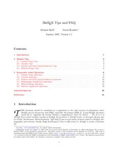 BibTEX Tips and FAQ Michael Shell∗ David Hoadley†  January 2007, Version 1.1