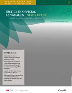 Justice in Official Languages - Newsletter No 11 | December 2014