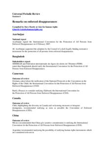 Forced disappearance / Human rights / Kidnappings / Counter-terrorism / International Convention for the Protection of All Persons from Enforced Disappearance / Universal Periodic Review / Convention on the Rights of the Child / International human rights instruments / United Nations Special Rapporteur / Crime / Criminal law / Law