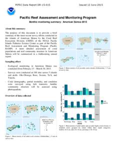 PIFSC Data Report DRIssued 12 June 2015 Pacific Reef Assessment and Monitoring Program Benthic monitoring summary: American Sāmoa 2015