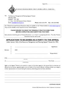 application for party to appeals