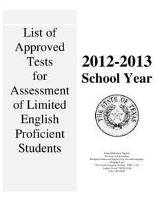 List of Approved Tests[removed]for School Year