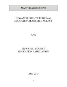 MASTER AGREEMENT  NEWAYGO COUNTY REGIONAL EDUCATIONAL SERVICE AGENCY  AND