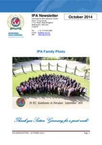 IPA Newsletter International Administration Centre Arthur Troop House 1 Fox Road, West Bridgford Nottingham, NG2 6AJ England