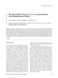 Avocetta 38: The diet of Saker Falcon Falco cherrug overwintering in the Mediterranean (Sicily) Salvatore Bondì1, Mátyás Prommer2, Maurizio Sarà1* Dipartimento STEBICEF, Università di Palermo - Via Arc