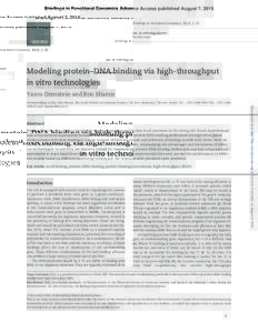 Modeling protein–DNA binding via high-throughput in vitro technologies